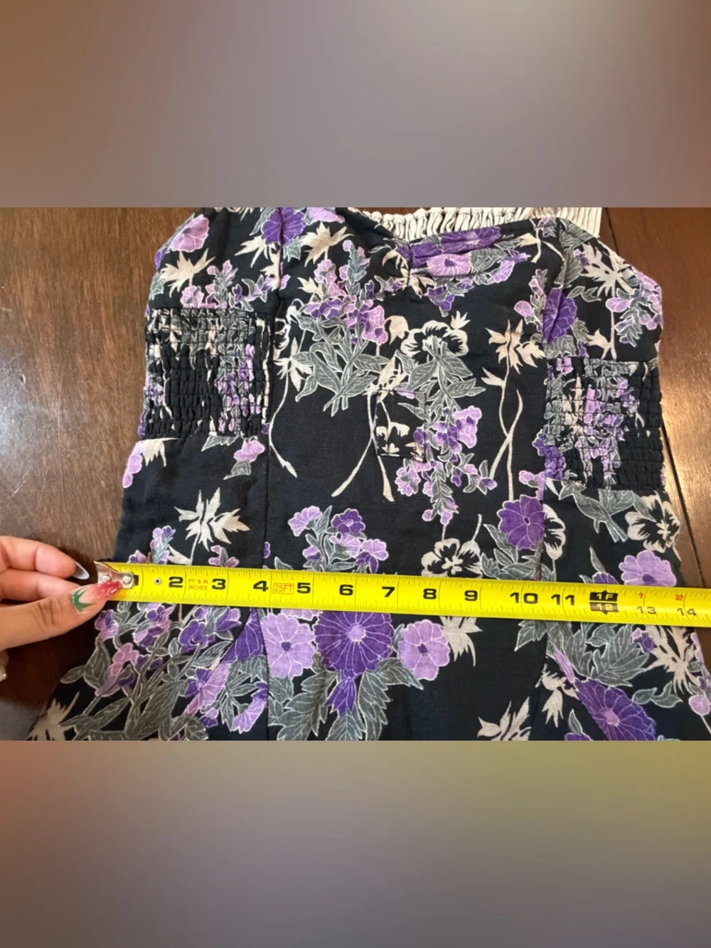 Free People Y2K Vintage Cotton Linen Purple Black Mini Dress Whimsigoth Cottage